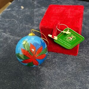 Hand Painted Glass Christmas Ornament with Box